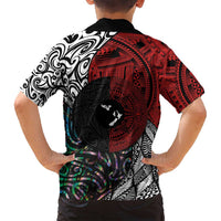 Tonga and New Zealand Together Family Matching Long Sleeve Bodycon Dress and Hawaiian Shirt Tongan Kupesi Ngatu Tattoo and Maori Paua Shell Pattern LT03 - Polynesian Pride