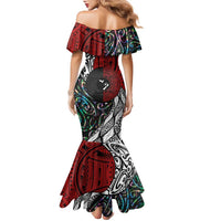 Tonga and New Zealand Together Family Matching Mermaid Dress and Hawaiian Shirt Tongan Kupesi Ngatu Tattoo and Maori Paua Shell Pattern LT03 - Polynesian Pride