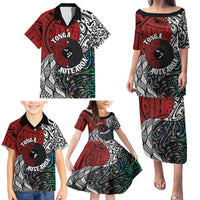 Tonga and New Zealand Together Family Matching Puletasi and Hawaiian Shirt Tongan Kupesi Ngatu Tattoo and Maori Paua Shell Pattern LT03 - Polynesian Pride