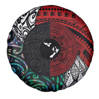 Tonga and New Zealand Together Spare Tire Cover Tongan Kupesi Ngatu Tattoo and Maori Paua Shell Pattern