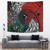 Tonga and New Zealand Together Tapestry Tongan Kupesi Ngatu Tattoo and Maori Paua Shell Pattern