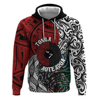 Tonga and New Zealand Together Zip Hoodie Tongan Kupesi Ngatu Tattoo and Maori Paua Shell Pattern LT03 Pullover Hoodie Black - Polynesian Pride