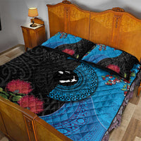 Fiji and New Zealand Together Quilt Bed Set Tapa Maori Tattoo mix Tagimoucia and Pohutukawa