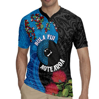 Fiji and New Zealand Together Rugby Jersey Tapa Maori Tattoo mix Tagimoucia and Pohutukawa