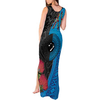 Fiji and New Zealand Together Tank Maxi Dress Tapa Maori Tattoo mix Tagimoucia and Pohutukawa