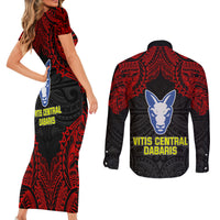 Vitis Central Dabaris Rugby Couples Matching Short Sleeve Bodycon Dress and Long Sleeve Button Shirts Papua New Guinea Polynesian Tattoo LT03 - Polynesian Pride