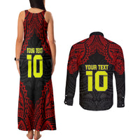 Custom Vitis Central Dabaris Rugby Couples Matching Tank Maxi Dress and Long Sleeve Button Shirts Papua New Guinea Polynesian Tattoo LT03 - Polynesian Pride