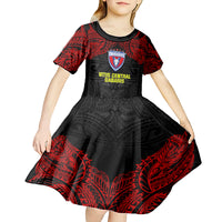 Custom Vitis Central Dabaris Rugby Kid Short Sleeve Dress Papua New Guinea Polynesian Tattoo LT03 - Polynesian Pride