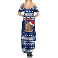 Personalised Tokelau Christmas Family Matching Summer Maxi Dress and Hawaiian Shirt Santa Claus Tokelau Flag and Coat of Arms with Polynesian Pattern LT03 - Polynesian Pride