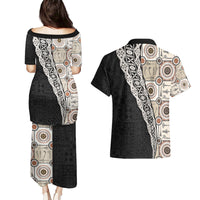 Tukenny Pattern Fijian War Clubs Mix Tapa Tribal Couples Matching Puletasi and Hawaiian Shirt LT03 - Polynesian Pride