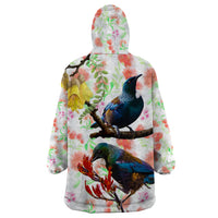 New Zealand Pohutukawa Tui Bird Wearable Blanket Hoodie Kowhai Version LT03 - Polynesian Pride