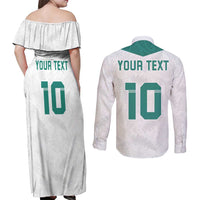 Custom New Zealand Football Couples Matching Off Shoulder Maxi Dress and Long Sleeve Button Shirt Go All Silver Ferns - Towards World Cup 2026 LT03 - Polynesian Pride