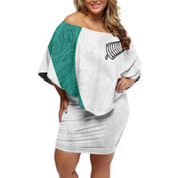 Custom New Zealand Football Off Shoulder Short Dress Go All Silver Ferns - Towards World Cup 2026