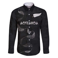 Custom New Zealand Rugby Family Matching Long Sleeve Bodycon Dress and Hawaiian Shirt All Silver Ferns Blacks