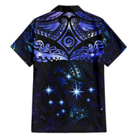 New Zealand Matariki Family Matching Short Sleeve Bodycon Dress and Hawaiian Shirt Maori Pattern and Matariki Sky Night