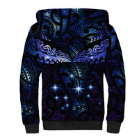 New Zealand Matariki Sherpa Hoodie Maori Pattern and Matariki Sky Night LT03 - Polynesian Pride