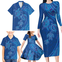 Hawaiian Turtles and Polynesian Art Tattoo Family Matching Long Sleeve Bodycon Dress and Hawaiian Shirt Ocean Abyss LT03 - Polynesian Pride