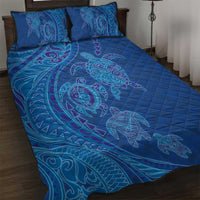 Hawaiian Turtles and Polynesian Art Tattoo Quilt Bed Set Ocean Abyss