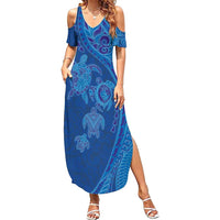 Hawaiian Turtles and Polynesian Art Tattoo Summer Maxi Dress Ocean Abyss