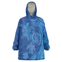 Hawaiian Turtles and Polynesian Art Tattoo Wearable Blanket Hoodie Ocean Abyss