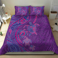 Hawaiian Turtles and Polynesian Art Tattoo Bedding Set Dusky Violet