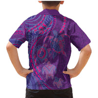 Hawaiian Turtles and Polynesian Art Tattoo Family Matching Mermaid Dress and Hawaiian Shirt Dusky Violet LT03 - Polynesian Pride