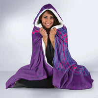 Hawaiian Turtles and Polynesian Art Tattoo Hooded Blanket Dusky Violet