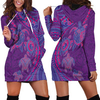 Hawaiian Turtles and Polynesian Art Tattoo Hoodie Dress Dusky Violet