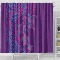 Hawaiian Turtles and Polynesian Art Tattoo Shower Curtain Dusky Violet