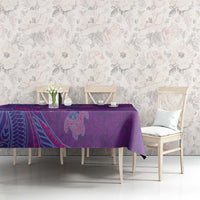 Hawaiian Turtles and Polynesian Art Tattoo Tablecloth Dusky Violet