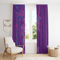 Hawaiian Turtles and Polynesian Art Tattoo Window Curtain Dusky Violet