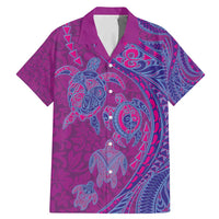 Hawaiian Turtles and Polynesian Art Tattoo Family Matching Mermaid Dress and Hawaiian Shirt Cerise LT03 Dad's Shirt - Short Sleeve Pink - Polynesian Pride