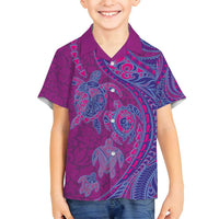 Hawaiian Turtles and Polynesian Art Tattoo Family Matching Summer Maxi Dress and Hawaiian Shirt Cerise LT03 Son's Shirt Pink - Polynesian Pride