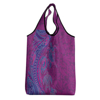 Hawaiian Turtles and Polynesian Art Tattoo Grocery Bag Cerise