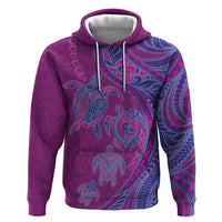 Hawaiian Turtles and Polynesian Art Tattoo Hoodie Cerise