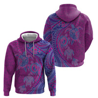 Hawaiian Turtles and Polynesian Art Tattoo Hoodie Cerise