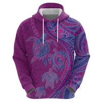 Hawaiian Turtles and Polynesian Art Tattoo Hoodie Cerise