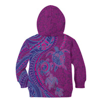 Hawaiian Turtles and Polynesian Art Tattoo Kid Hoodie Cerise