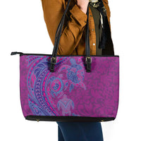 Hawaiian Turtles and Polynesian Art Tattoo Leather Tote Bag Cerise LT03 - Polynesian Pride