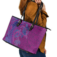Hawaiian Turtles and Polynesian Art Tattoo Leather Tote Bag Cerise LT03 - Polynesian Pride