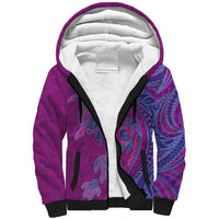 Hawaiian Turtles and Polynesian Art Tattoo Sherpa Hoodie Cerise