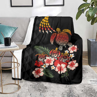 Hawaiian Hibiscus Turtle and Tropical Flower Blanket Dynamic Vibe
