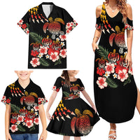 Hawaiian Hibiscus Turtle and Tropical Flower Family Matching Summer Maxi Dress and Hawaiian Shirt Dynamic Vibe LT03 - Polynesian Pride