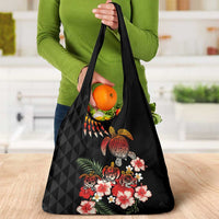 Hawaiian Hibiscus Turtle and Tropical Flower Grocery Bag Dynamic Vibe