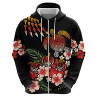 Hawaiian Hibiscus Turtle and Tropical Flower Hoodie Dynamic Vibe