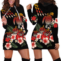 Hawaiian Hibiscus Turtle and Tropical Flower Hoodie Dress Dynamic Vibe