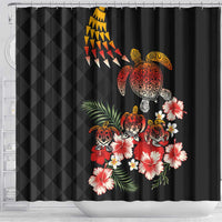 Hawaiian Hibiscus Turtle and Tropical Flower Shower Curtain Dynamic Vibe