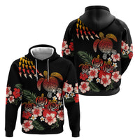 Hawaiian Hibiscus Turtle and Tropical Flower Zip Hoodie Dynamic Vibe