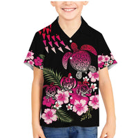 Hawaiian Hibiscus Turtle and Tropical Flower Family Matching Mermaid Dress and Hawaiian Shirt Sweet Vibe LT03 Son's Shirt Black - Polynesian Pride