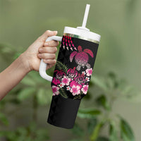 Hawaiian Hibiscus Turtle and Tropical Flower Tumbler With Handle Sweet Vibe